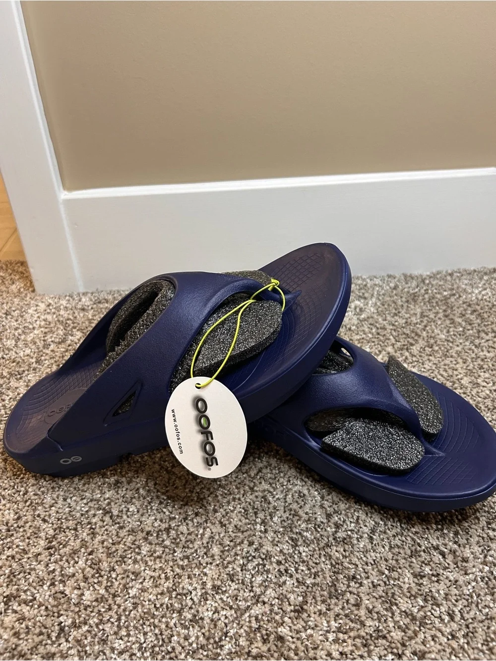 OOFOS OORIGINAL RECOVERY SANDAL, NAVY - WOMEN’S SIZE 12, MEN’S SIZE 10